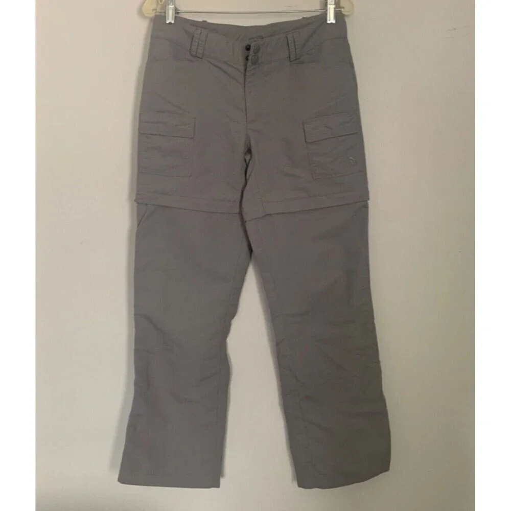 North Face Pants Womens 8 Gray Cargo Convertible Zip‎ Off Shorts